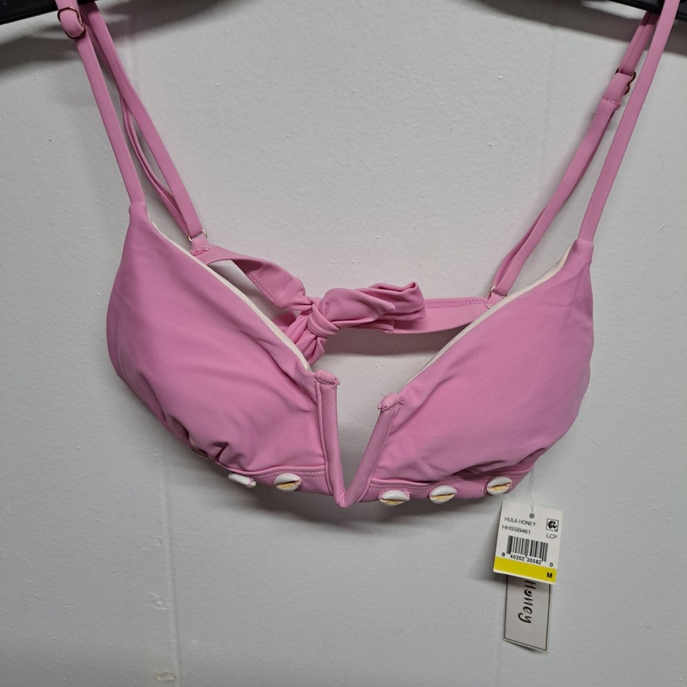 Hula Honey Pink V-Wire Bikini Top Shell Accent Size M NWT